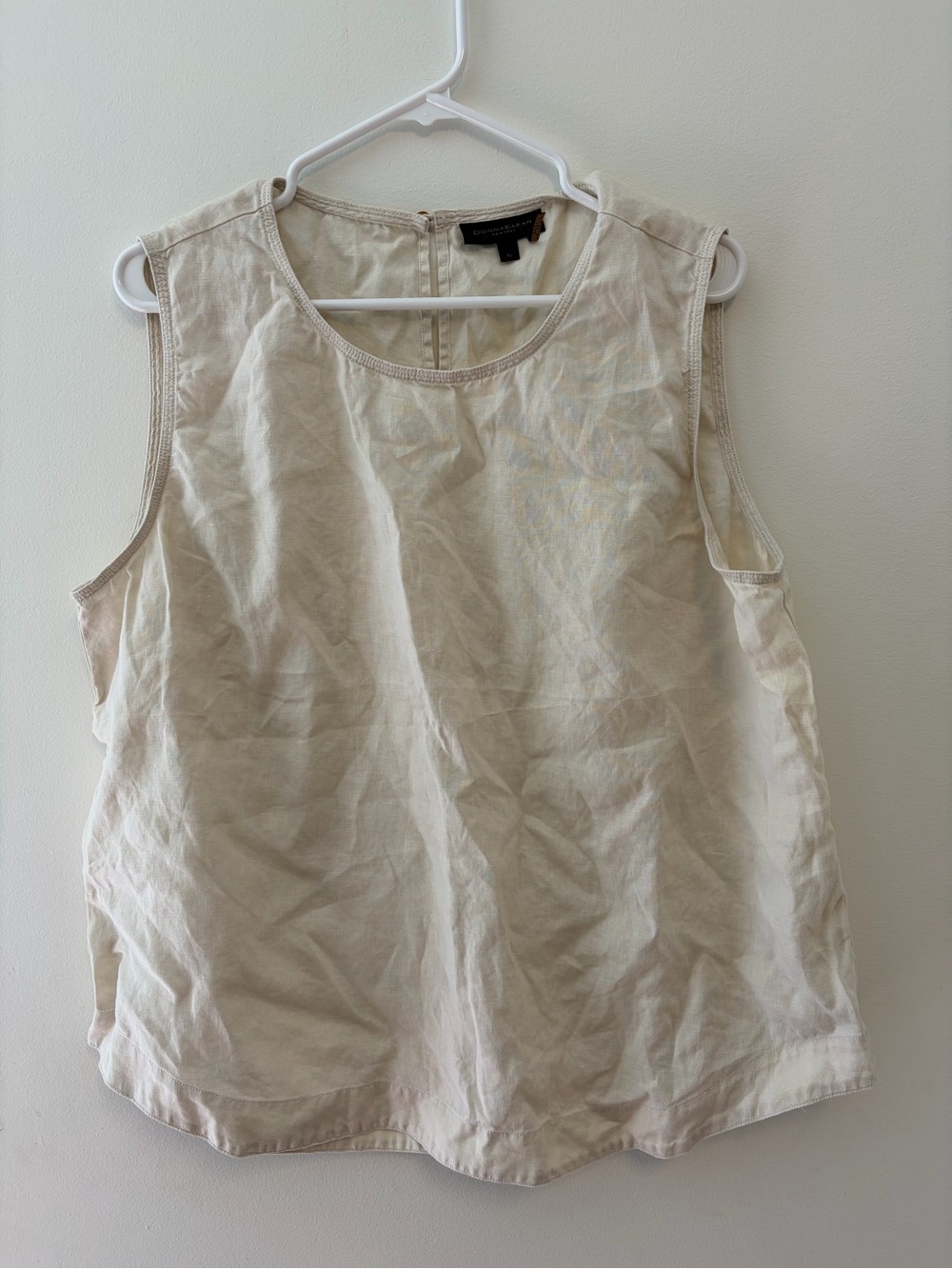 Donna Karan NY Black Label Womens Old Money Coastal 100% Linen Tunic Top Size XL